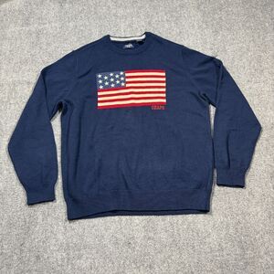 Vtg Chaps American Flag Sweater Mens XXL Blue Crewneck Patriotic USA